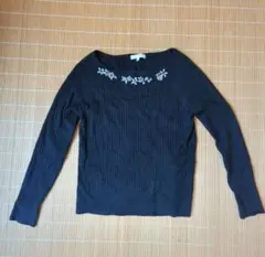 プロポーションボディドレッシング ビジュー、パール付きニット 黒