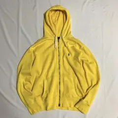 90's ポロ ラルフローレン ジップパーカー 裏サーマル イエロー XL