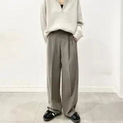 gu タックワイドパンツ ブラウン グレージュ