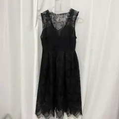 レース　フレアワンピース　ドレス　黒　パーティー