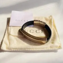 GUCCI グッチレザーバングル GUCCI グッチ G刻印レザーバングル ブレスレット 925 極美品 - メルカリ