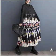 大きいサイズ レディース ロング　ワンピース　シャツ　春 秋冬 新品 長袖