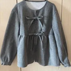 ノーカラー　リボン　アウター