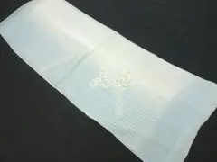 未使用美品 帯揚げ おしゃれ 蝶柄 縞模様 水色 白■N71126-2