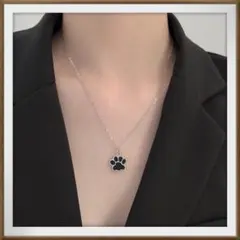 ネックレス✨シルバー チャーム 犬好き アクセサリー ブラック