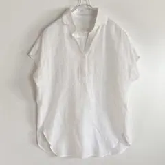 23区 × LIBECO　リネン　フレンチスリーブ スキッパーシャツ ブラウスのサムネイル