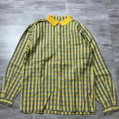 美品 Christian Dior CD リネン混 チェック 長袖ポロシャツ Sのサムネイル