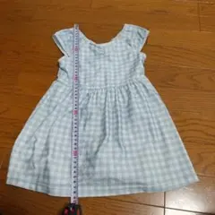 水色チェック柄ノースリーブワンピース水着 120cm