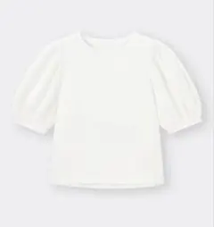 GU トップス ボリュームスリーブT (5分袖) Z オフホワイト Sサイズ