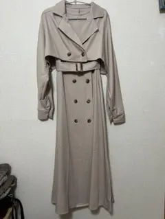 ピンクベージュ 3way ロングトレンチコート