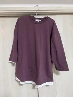 GLOBAL WORK M パープル 七分袖カットソー