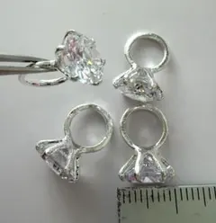 ネイルパーツ　指輪　ダイヤモンド　デコパーツ　シルバー　ジルコニア　ネイルリング