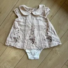 petit main 花柄刺繍ロンパース 80