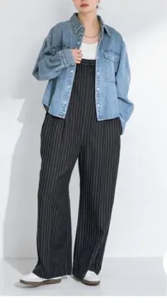 ピンストライプベアサロペット　38 ネイビー