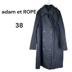 アダムエロペ adam et ROPE トレンチコート 38 ネイビー　チェック