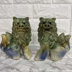 魔除獅子 阿吽対 シーサー 置物 唐獅子 魔除け 厄除け 狛犬 沖縄 琉球 陶器