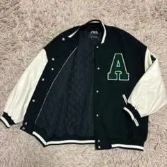 【美品】定価12900円　ZARA スタジャン　グリーン キルティング　L