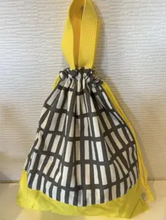 ハンドメイド☆体操服袋☆北欧調四角グレー×黄色