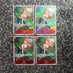 ワンピースカード【人気‼️】ナミ 堀加工ver 赤デッキ強化パーツ R4枚セット❗️