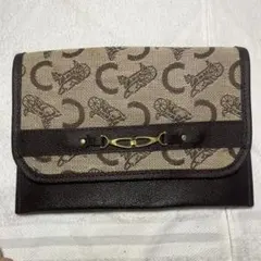 ロゴ入りキャンバスレザークラッチバッグ