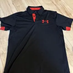 UNDER ARMOUR 黒/赤 ポロシャツ LG
