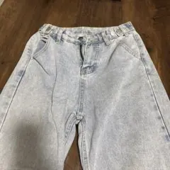ライトブルー ハイウエストデニムパンツ