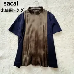 3768【人気・美品】サカイ 異素材切替 ドッキング オーバーサイズ T