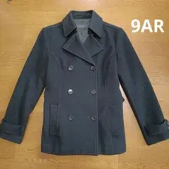 古着☆ 黒 ベルト付きピーコート レディース 9AR Cosa de Ver