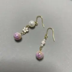 ハンドメイドピアス　ハンドメイドアクセサリー　ビーズ　ハンドメイド　ピアス