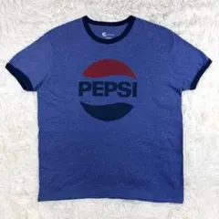 絶版 【L】ニューエラ×ペプシ ヘビーウエイト 旧ロゴ Tシャツ ブルー 