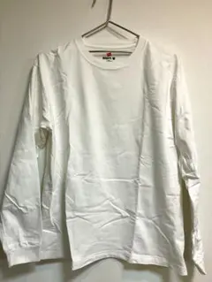 Hanes BEEFY-T Lサイズ ホワイト長袖Tシャツ(実寸Mサイズ相当)のサムネイル