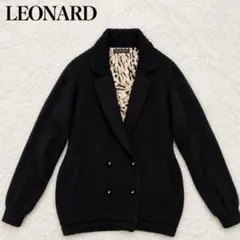 LEONARD レオナール ニットジャケット シルク L 毛混 ブラックのサムネイル