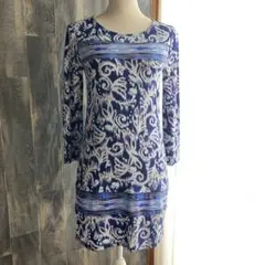 BCBG MAXAZRIA 美品ワンピース ドレス ストレッチ生地 ブルー系