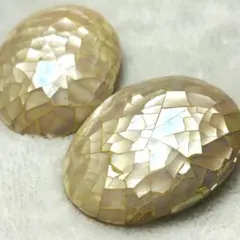 モザイクシェル　マザーオブパール　ヴィンテージイヤリング　アンティーク大きい夏海