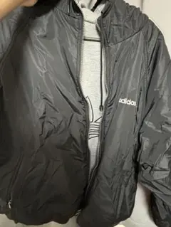 90古着adidas 黒 ナイロンジャケット リバーシブル フード付き