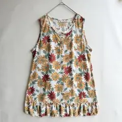 リリーメリー　レディース　ノースリーブ　カットソー　Tシャツ　4L ボタニカル