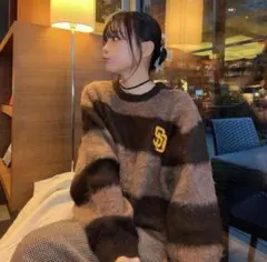 Perushu ペルーシュ MLB モヘアタッチボーダーニット パドレス