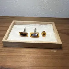 ぐ*様 琥珀 ビンテージ カフス ピン3点セット
