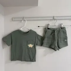 H&M 恐竜 Tシャツ ハーフパンツ セットアップ カーキのサムネイル