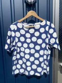 【UNIQLO】マリメッコTシャツ　ブルー水玉　Mサイズのサムネイル