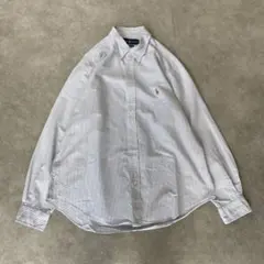 RALPH LAUREN ストライプ シャツ XLサイズ　ブルー