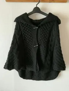 Cest Tout ブラック ケーブルニット ポンチョ