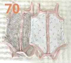 綿100% ノースリーブ　肌着セット　70cm 春夏用　女の子　花柄