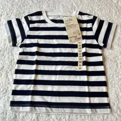 ★【新品】無印良品 ベビー ネイビーボーダー90cm／半袖Tシャツ