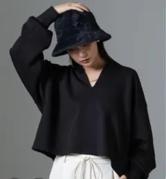 ナノユニバース 黒スウェット 裏起毛ダンボール素材 春秋冬 オフィスカジュアル