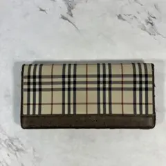 BURBERRY 長財布 ノバチェック ブラウン - メルカリ