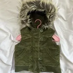 ベビーギャップ　フード付き　ダウンベスト　カーキ　90