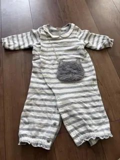 ロンパース ボーダー 長袖 ベビーロンパース　プティマイン