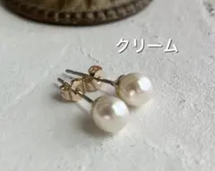 スワロフスキー・クリスタル®︎ クリーム　ピアス　6mm アイボリー　真珠