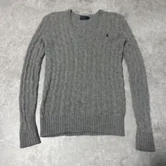 Polo Ralph Lauren カシミヤ混VネックケーブルニットスリムXS